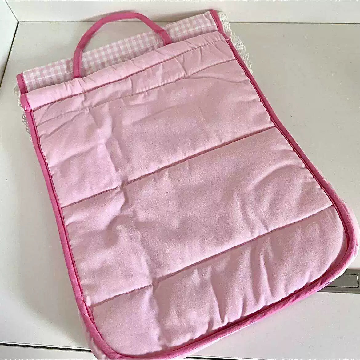 Sac de rangement à motif pied-de-poule Pink Kitty
