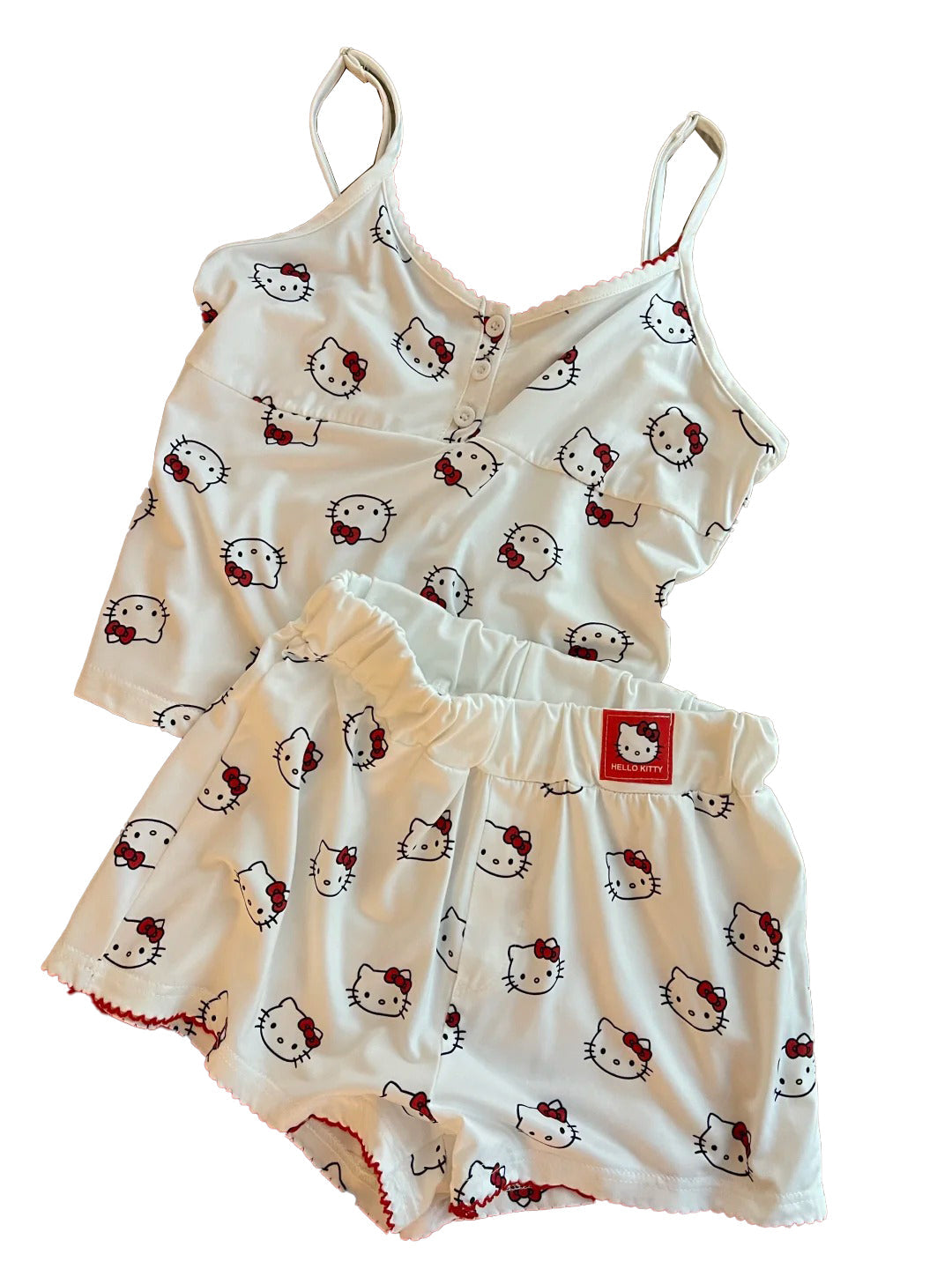 Kitty White Sleepwear Top with Shorts Pj Set