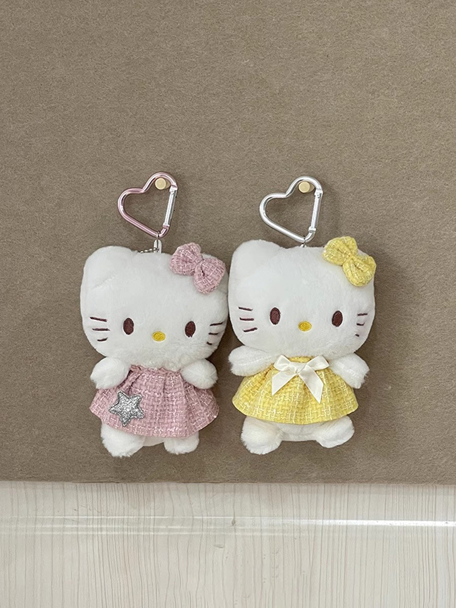 Pink Skirt Kitty Plush Keychain