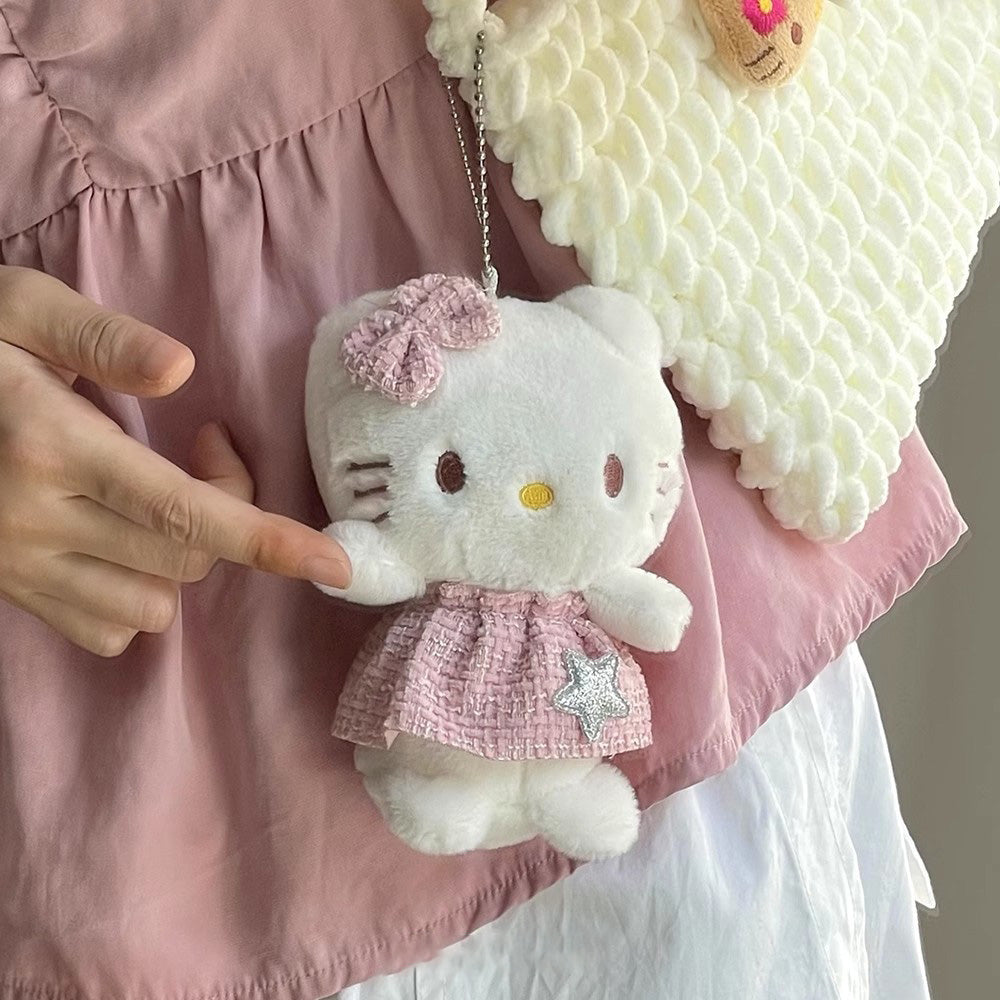 Pink Skirt Kitty Plush Keychain