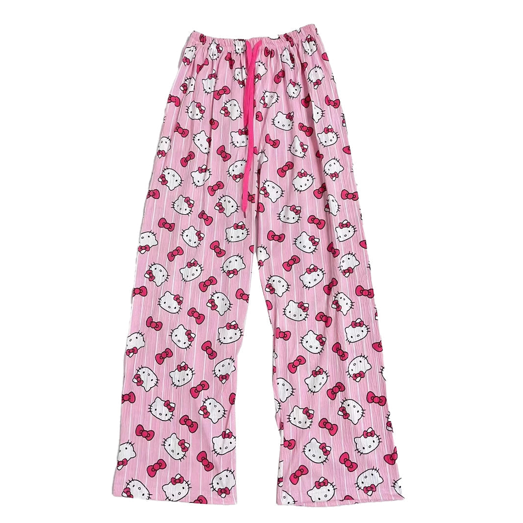 Kitty Pants Pajama Cute Soft Long Bottoms Women Pjs Pj