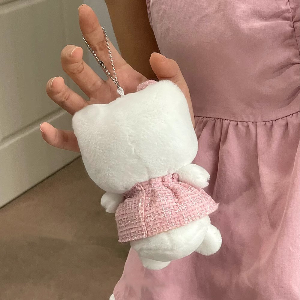Pink Skirt Kitty Plush Keychain