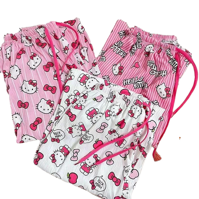 Kitty Pants Pajama Cute Soft Long Bottoms Women Pjs Pj