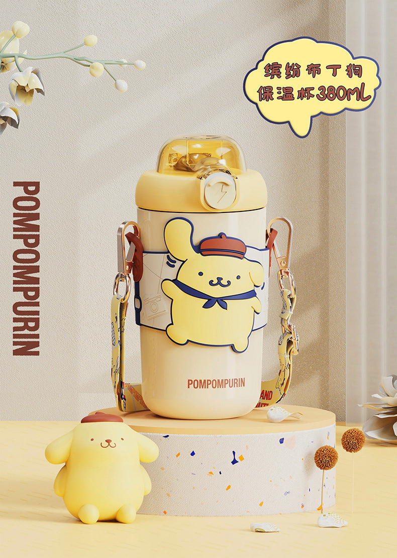 Kawaii Vacuum Bottle with Shoulder Strap 380ml