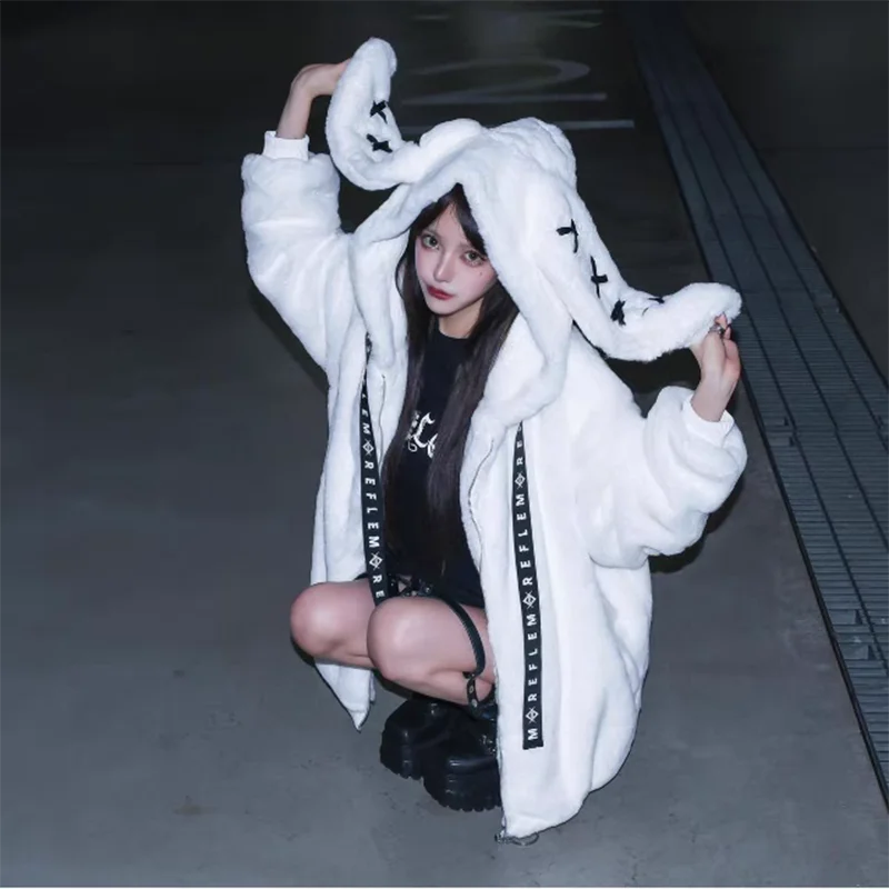 Cute Soft Black Faux Fur Coat KI718