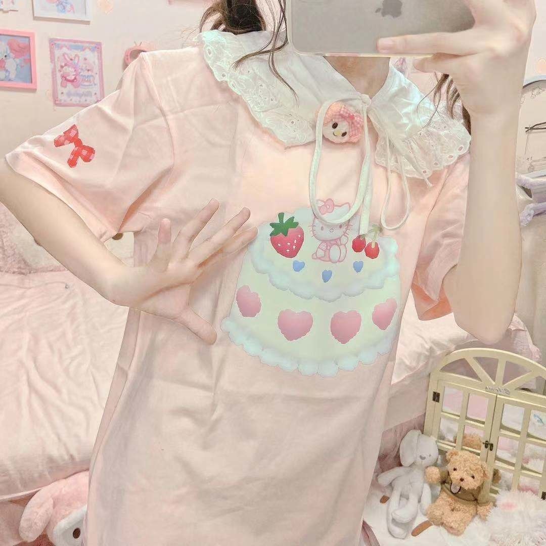 Strawberry Cake Pink Kitty T-Shirt
