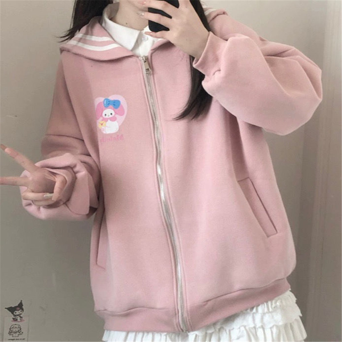 Sweet Cartoon Zip Up Hoodie