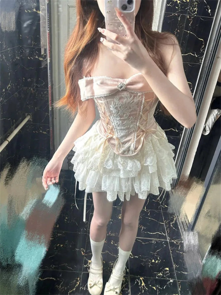 Top Ruffles Skirt Victorian Set Lace