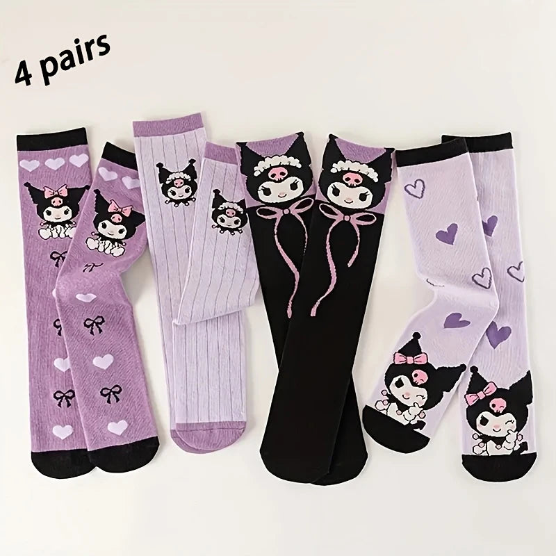 4pcs Kruo Purple Socks