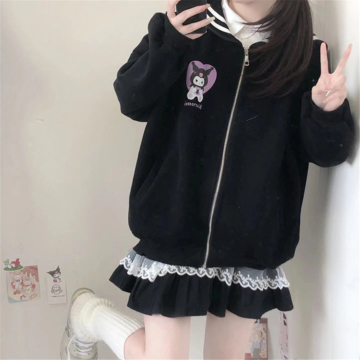 Sweet Cartoon Zip Up Hoodie