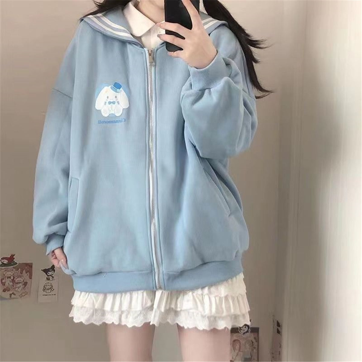 Sweet Cartoon Zip Up Hoodie