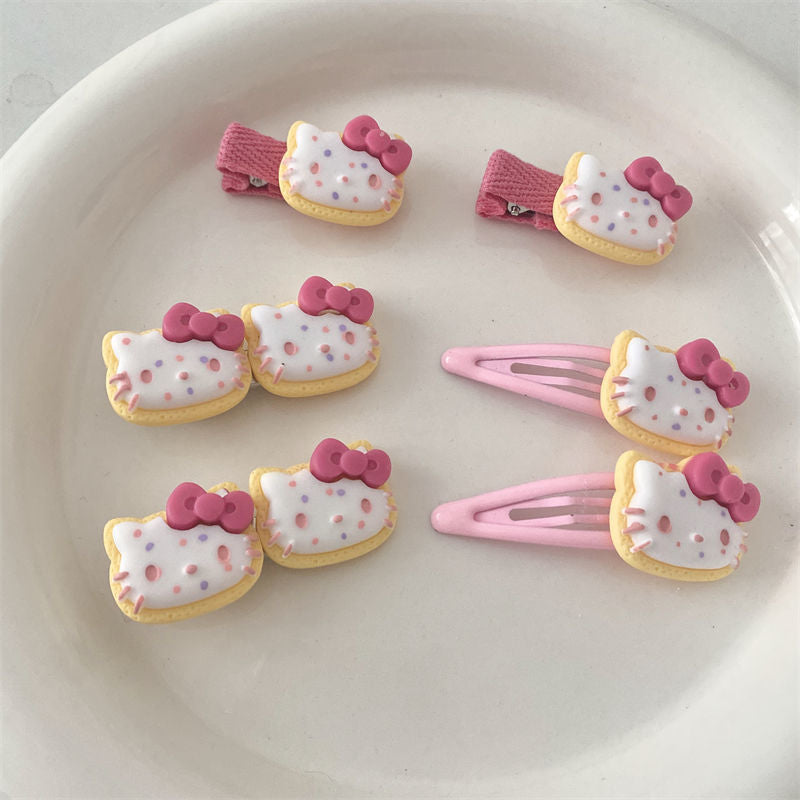 Pinces à cheveux en forme de biscuits Pink Kitty