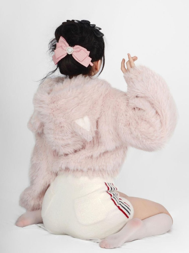 Fuzzy Cropped Kitten Hoodie