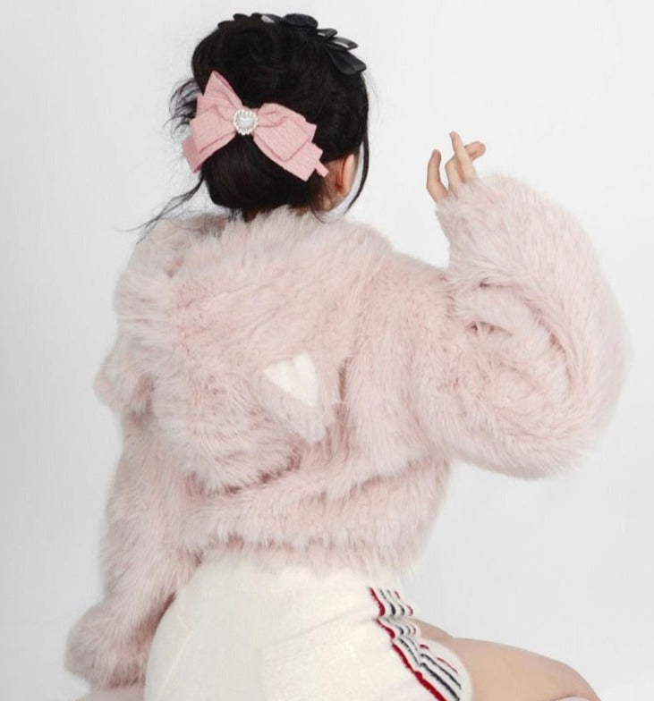 Fuzzy Cropped Kitten Hoodie