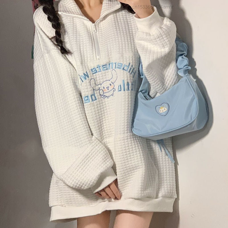 Cinna White Long Sleeve Hoodie