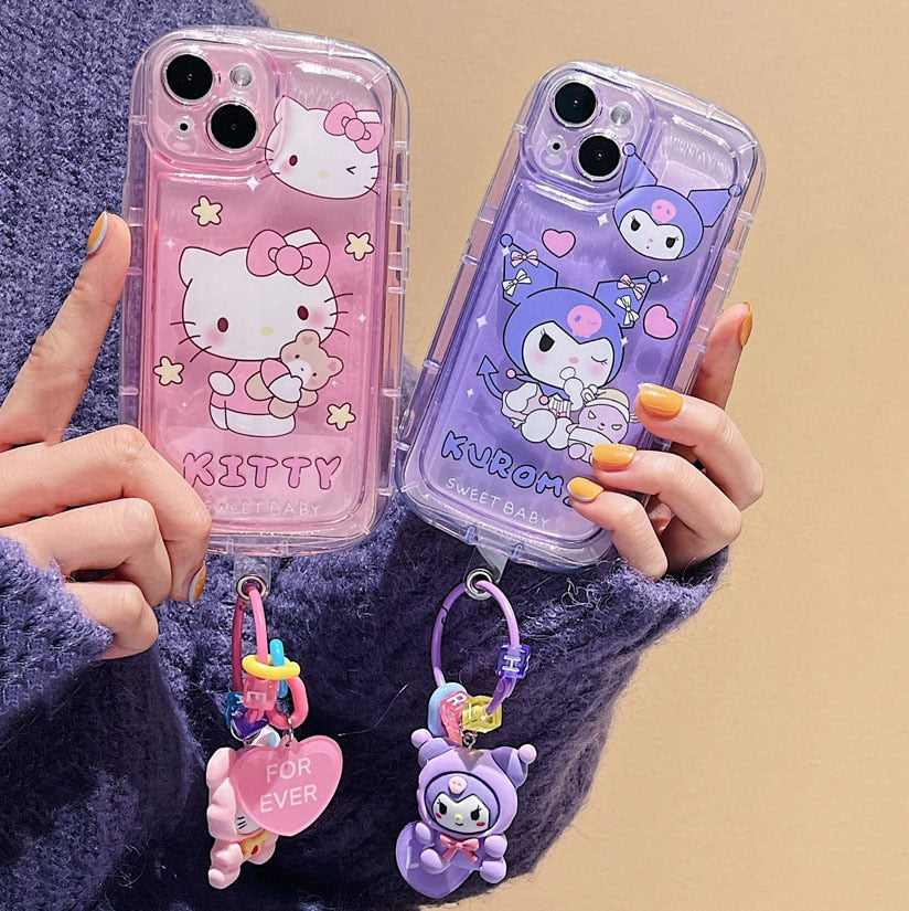 Cartoon Phone Case With Keychain