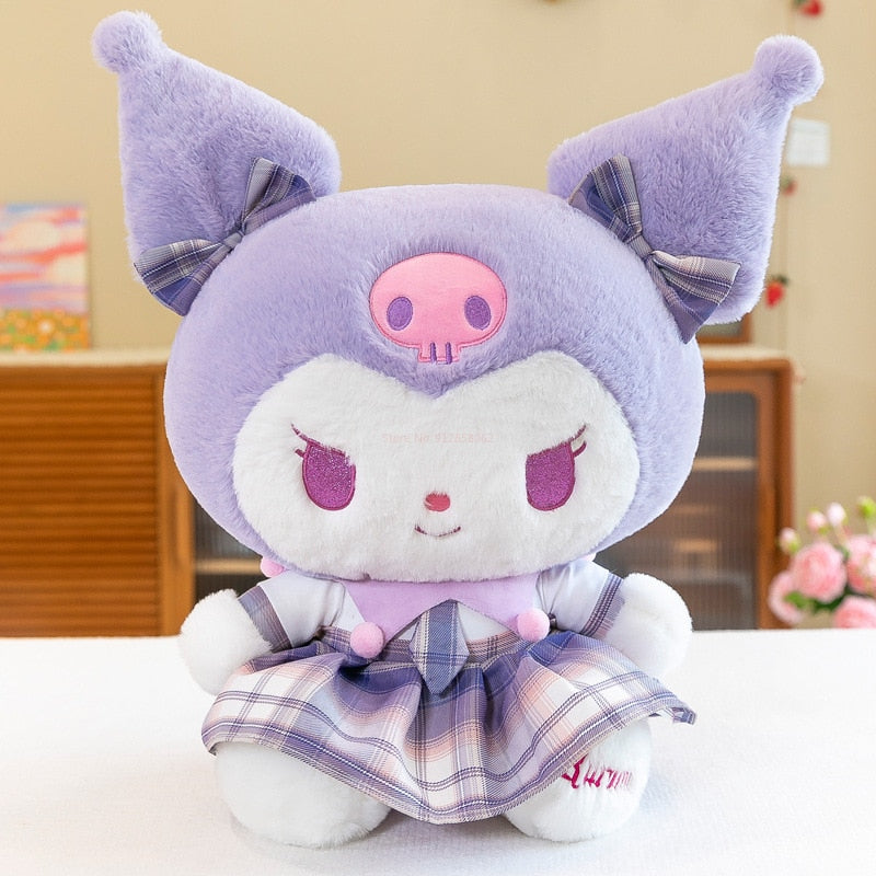 Melo and Kuro Plush Doll with Plaid Dress