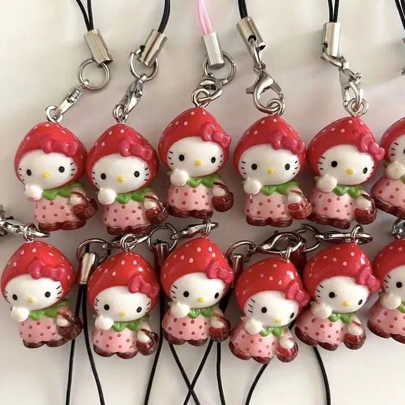 Strawberry Kitty Pendant Keychain KI734