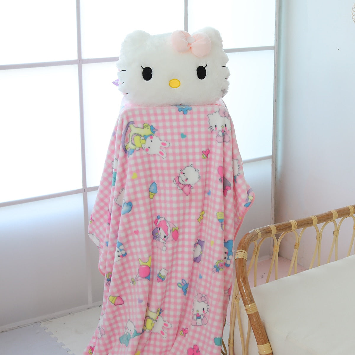 Kawaii Kitty Pillow and Blanket