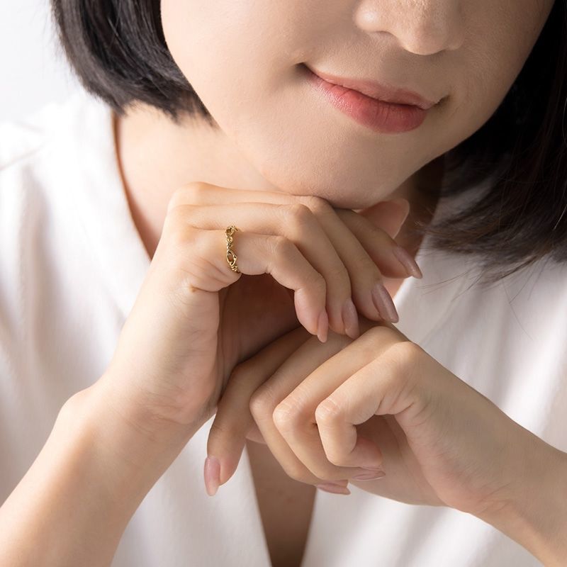 Bague ajustable dorée Pom