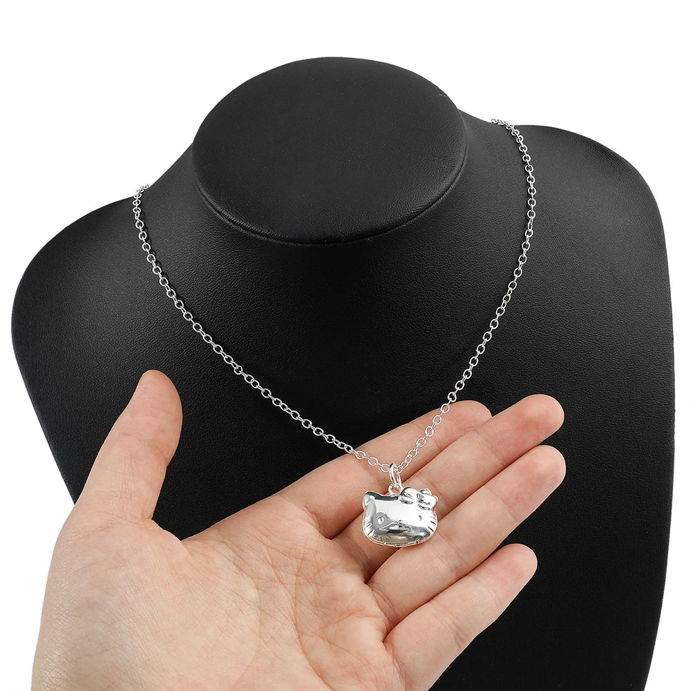 Sliver Openable Kitty Necklace