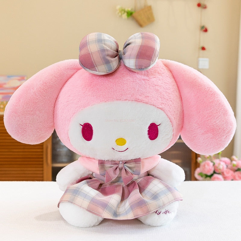 Melo and Kuro Plush Doll with Plaid Dress