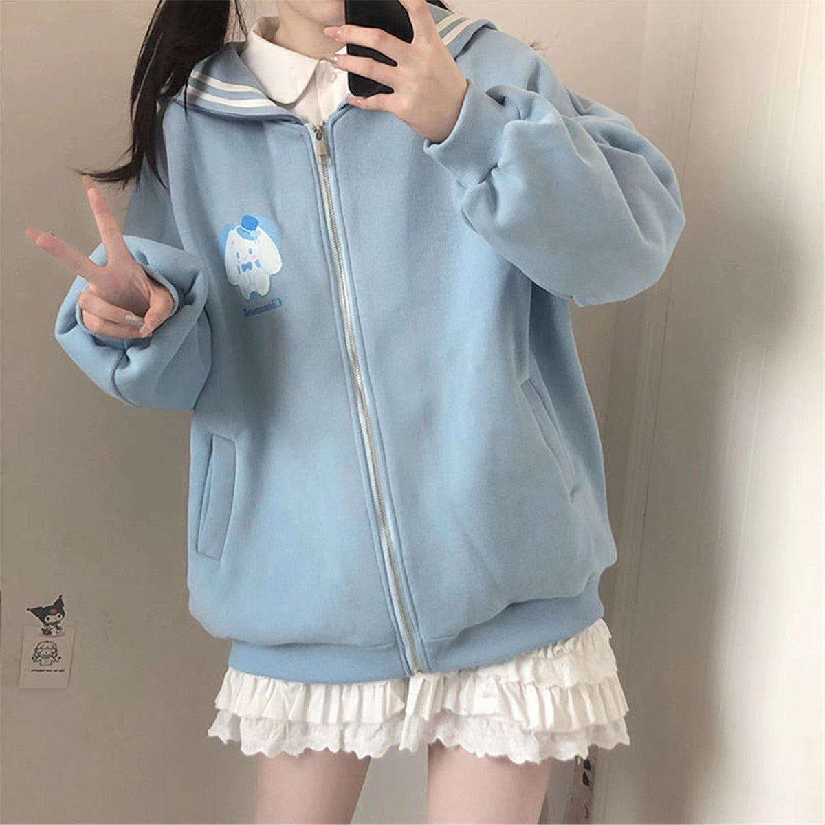 Sweet Cartoon Zip Up Hoodie