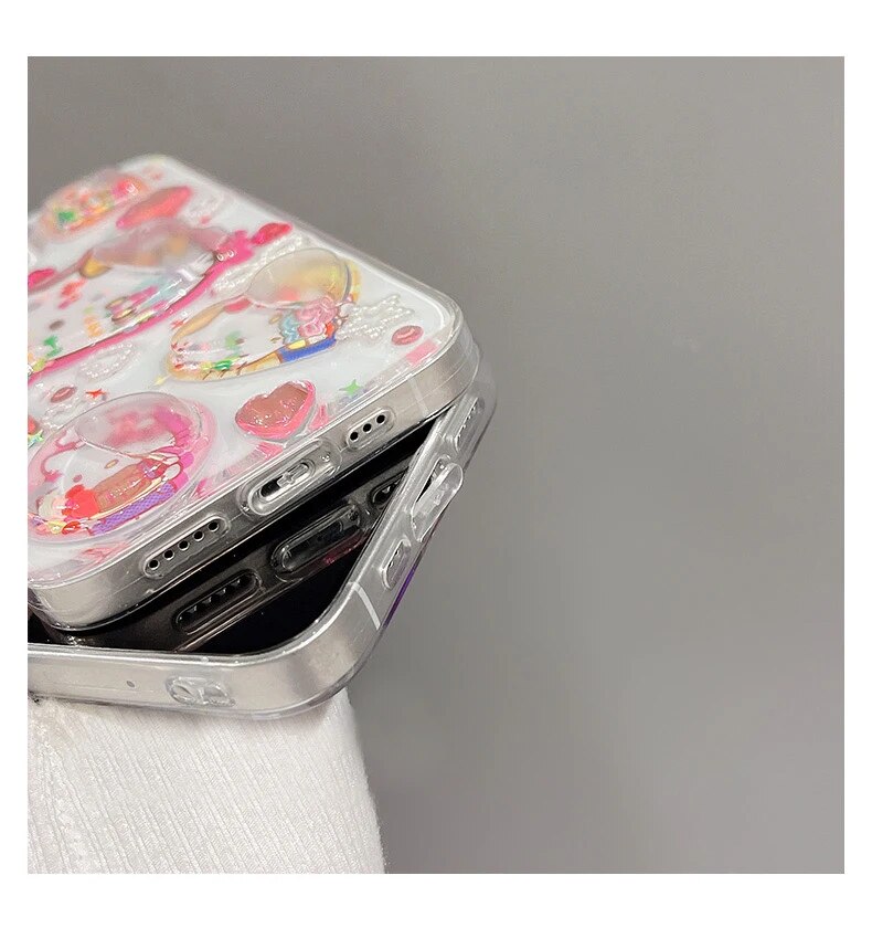 Cute Heart Kitty Quicksand iPhone Case