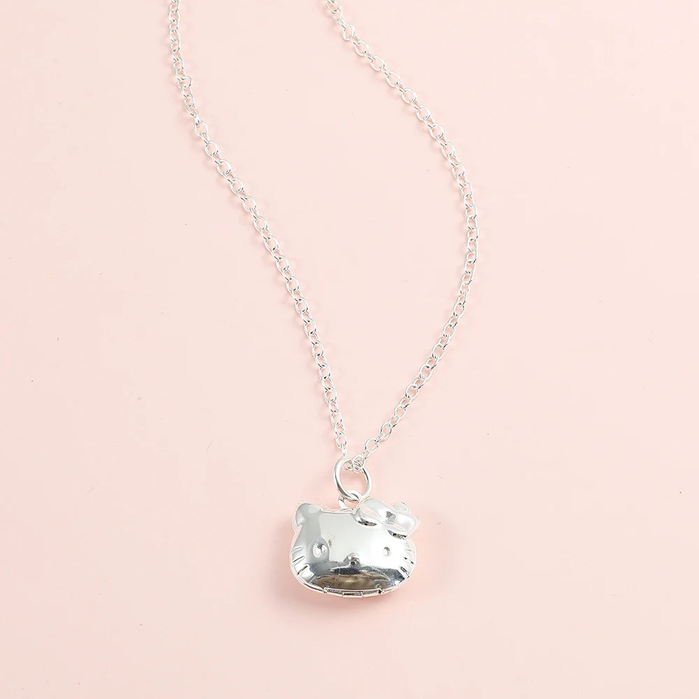 Sliver Openable Kitty Necklace