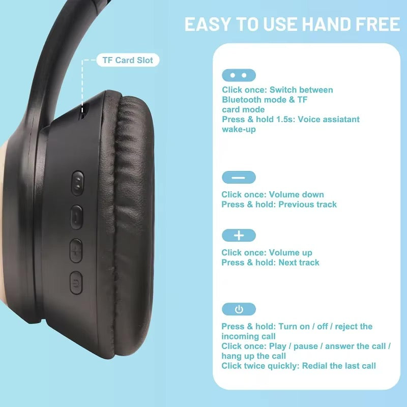 Gaming Headphones Paw Print Ear Cat