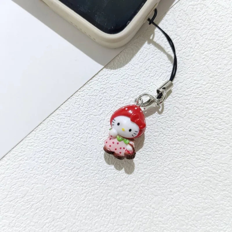 Strawberry Kitty Pendant Keychain KI734