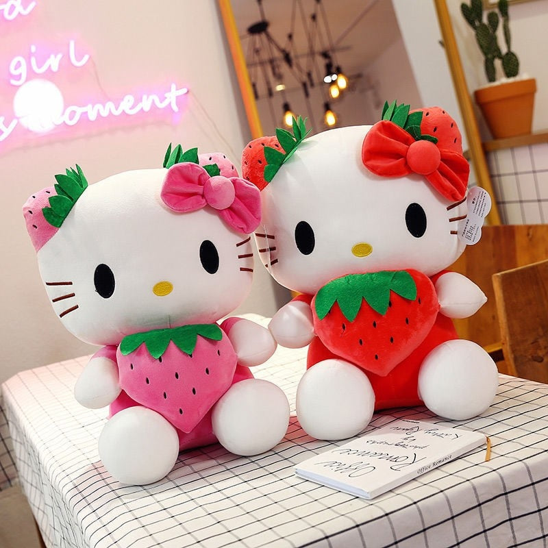 Strawberry Bow Kitty Plush