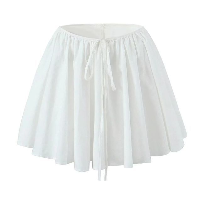 Casual Solid Tie-Front Mini Skirt with Mid-Rise Fit