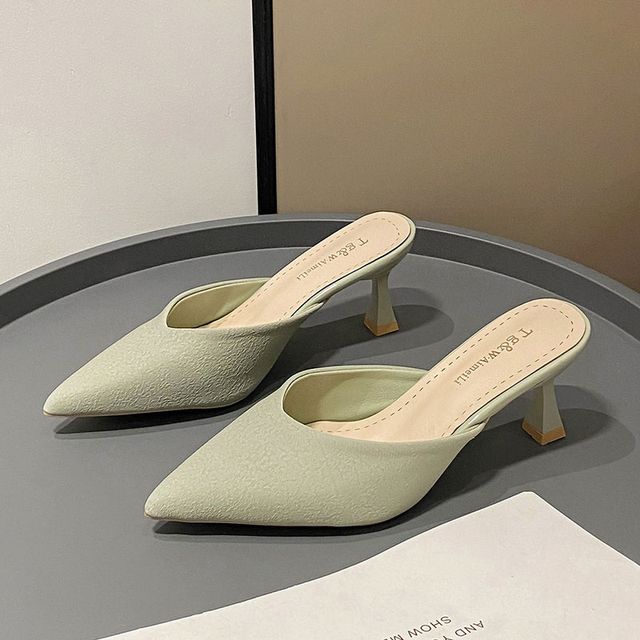 Pointed Low-Heel Mules