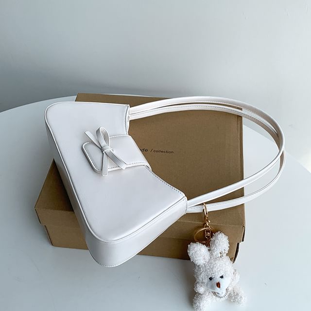 Bow Faux Leather Shoulder Bag