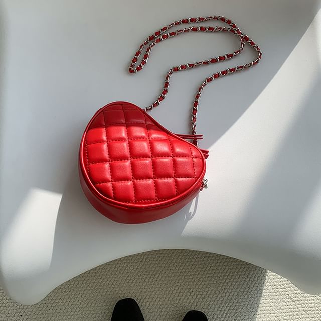 Bag Strap Heart Crossbody Quilted Chain