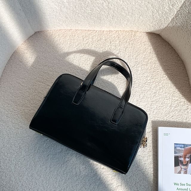 Leather Faux Boston Bag