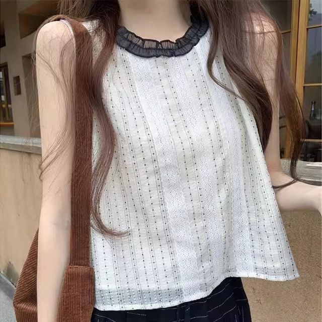Two-Tone Crew Neck Top with Pinstriped Maxi Skirt