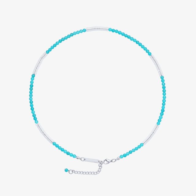 Faux Gemstone Bead Choker Stainless Steel