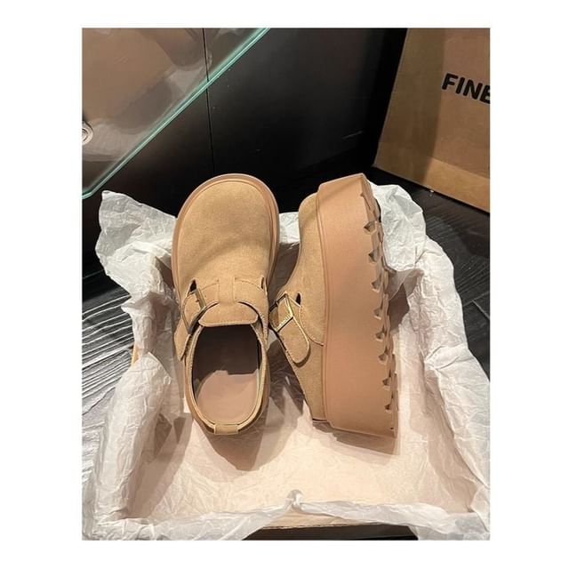 Platform Plain Buckled Mules