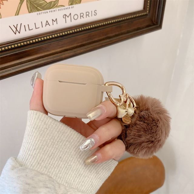 Plain Faux Fur Charm AirPods / Pro Earphone Case Skin