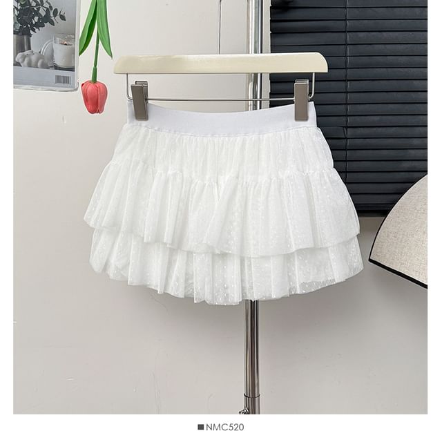 Layered Mesh Mini Skirt