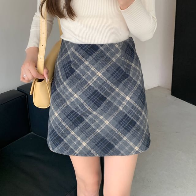 Plaid Mini Skirt - High Rise