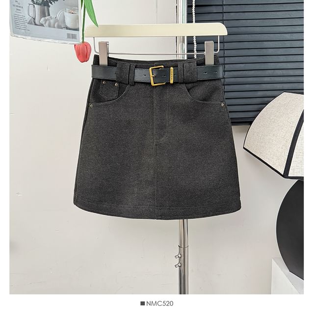 Cozy Wool Mini Skirt with High Rise