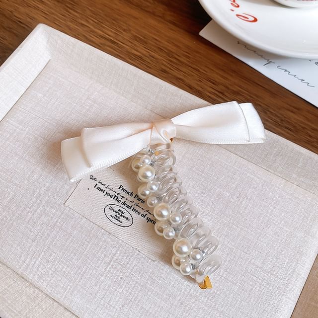 Faux Bow Pearl Tie Hair
