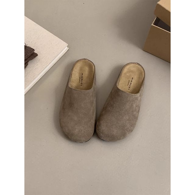 Plain Faux Suede Mules