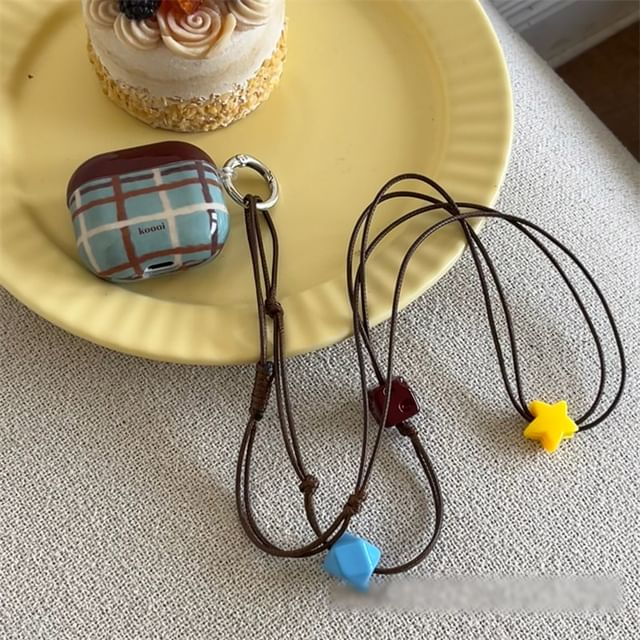 Plaid AirPods / Pro Earphone Case Skin / Dog Charm / Lanyard / Set