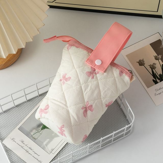 Bowknot Quilted Makeup Bag / Pencil Case