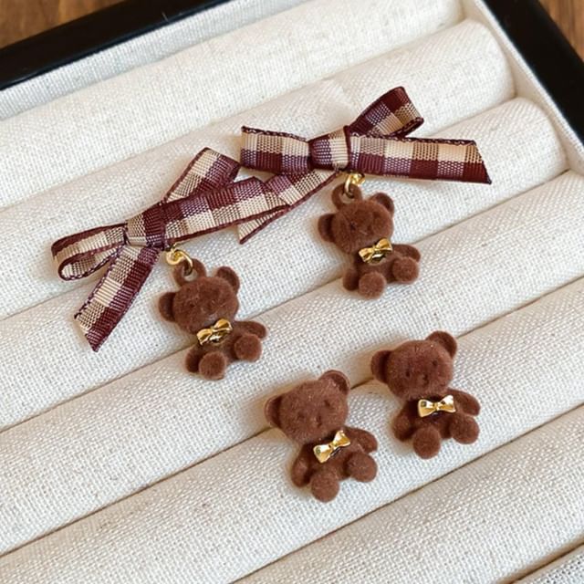 Drop Earring Bow Stud Bear /