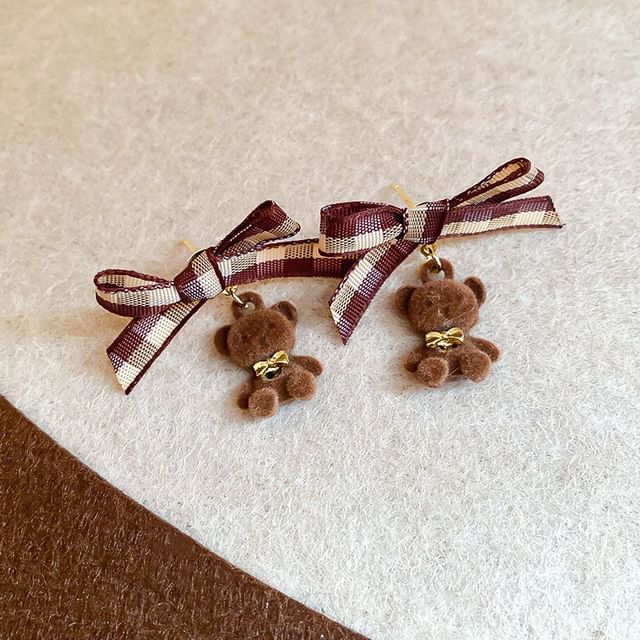Drop Earring Bow Stud Bear /